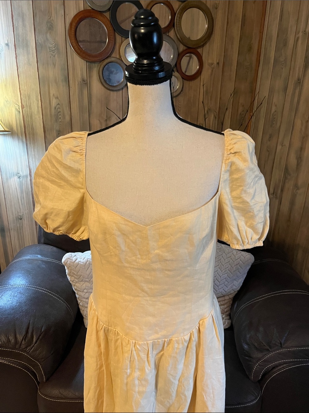 Reformation Davila Linen Dress In Parmesan Boho Milk Maid Prairie - Picture 5 of 12